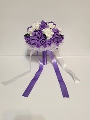 Lot 4 – Bridesmaid Bouquet Wedding Pearl Artificial Fake Flowers Purple Lavender