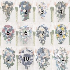 Sola Wood Bridal Cascade Bouquet Wedding Flowers Blue Pink Burgundy Yellow Gray