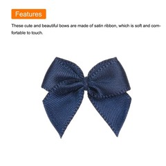 100 Pcs Mini Ribbon Bow 1″ Mini Fabric Satin Ribbon Flower Bows Navy Blue
