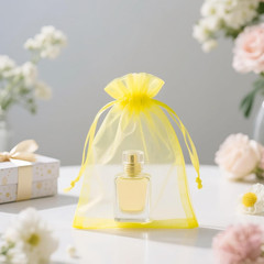 25PCS Yellow Organza Bags 5×7 inches – Sheer Mesh Jewelry Pouches, Organza Gift