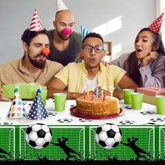 Kochorie 2 Pieces Soccer Party Tablecloth Plastic Soccer Themed Tablecover Di…