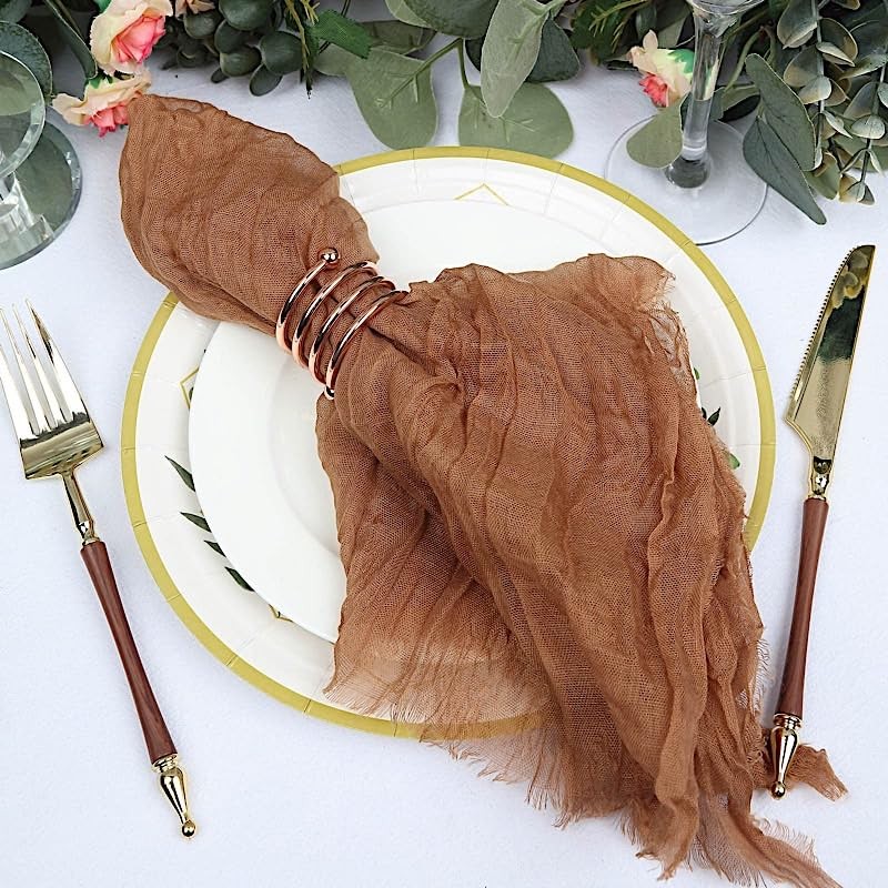5 Taupe Cheesecloth Gauze Cotton Dinner Table 24″ x 19″ (Set of 5),