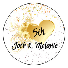 12 Favor Labels Wedding Anniversary Birthday 2.5″ Gold Choice Design Personalize