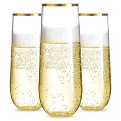 N9R 24PCS Plastic Champagne Flutes, 9 Oz 24 Count (Pack of 1), Gold-24pack