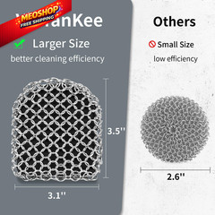 Cast Iron Scrubber with Pan Scraper, 316 3.1inch*3.5inch*3inch, Black