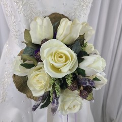 Tulip and Amethyst Garden Faux Silk Wedding Bouquet