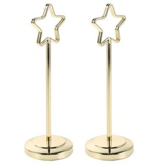 2Pcs Reusable Gold Metal Star Table Number Holders for Weddings and Parties