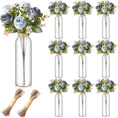 Blue Rose Centerpiece Decor – 10 Sets with Mason Jars for Weddings & Events