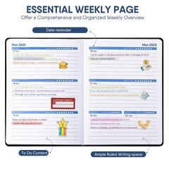 Samboo 2025-2026 Daily Work Teacher Student Planner Weekly and Monthly Leathe…
