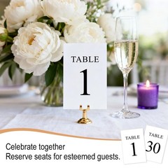 Black Wedding Table Numbers, 1-30, Centerpiece Decorations, 4inx6in, style 1