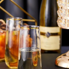 N9R 24PCS Plastic Champagne Flutes, 9 Oz 24 Count (Pack of 1), Gold-24pack