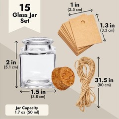 BLUE PANDA 15 Pack Small Glass Bottles with of 15, Clear,Transparent