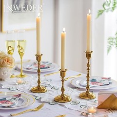 Brass Candlestick Holders Vintage: Taper Candle Holder Metal 1 Set(3 Pcs) Gold