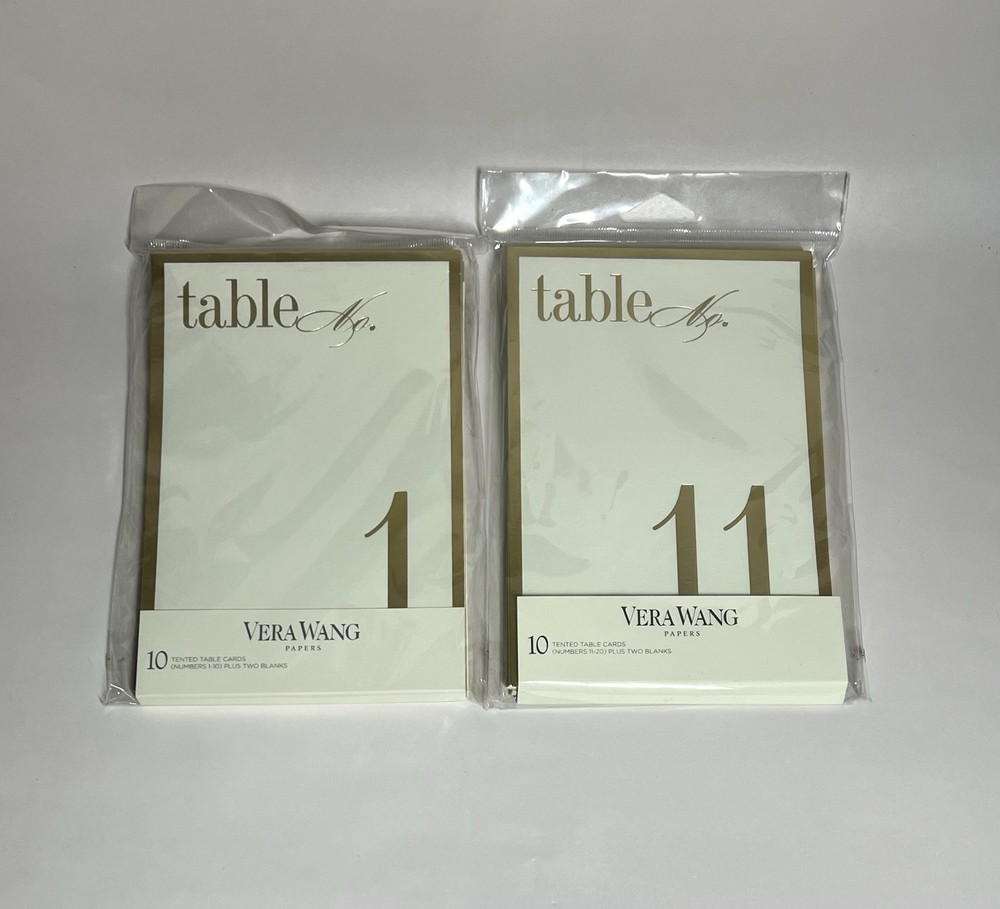 Vera Wang Fine Papers Gold Bordered Tented Table Cards 1-20 NEW