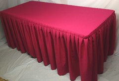5′ ft. Fitted Polyester Double Pleated Table Skirt Cover w/Top Topper Hot Pink