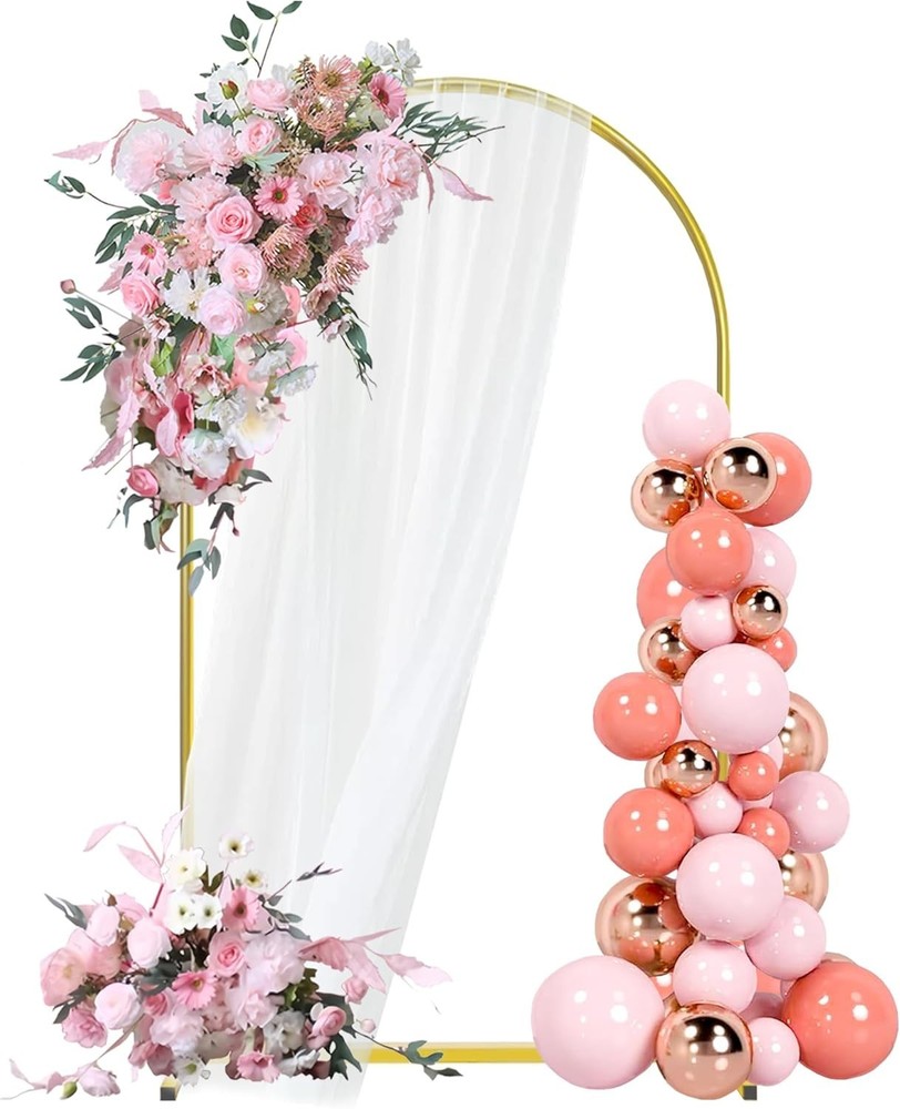 6FT Arch Backdrop Stand, Gold Metal Arch Stand Backdrop Ideal for Weddings