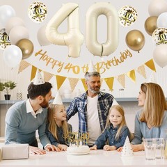 40th Birthday Decorations Sand White Gold,40th Birthday Balloons Beige Gold,H…