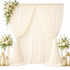 115″ x 216″ IVORY Chiffon Curtains Drapes Panel for Event Decor Backdrop Draping