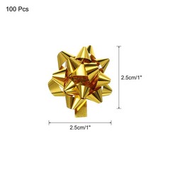 100pcs 1″ Mini Star Gift Bows Metallic Christmas Bows for Gift Wrapping Gold