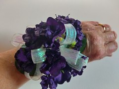 Hand Made wrist Corsage and boutonniere Set African violet blossoms