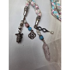 Pastel Handfasting Cord Braided Ribbon Lace Rose Quartz Pentacle Charms 53in D1