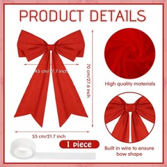 1 Pcs Large Retro Rust Red Coquette Bow for Backdrop 27.6×21.7» Big