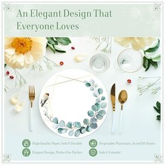 48 PCS Paper Placemats, Disposable Round Table Mats Greenery Eucalyptus Leaves