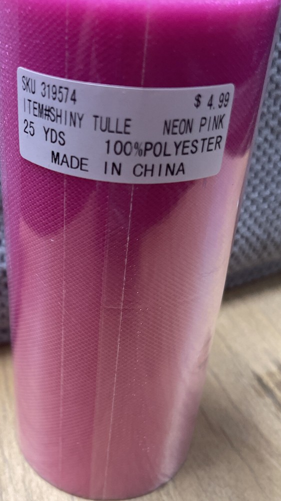 Shiny Tulle Meon Pink 25 Yds 100% Polyester