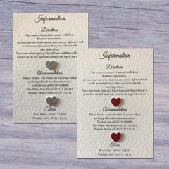10 x Wedding Information Cards – Gifts – Accommodation – Directions – Transport