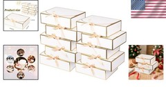 10-Pack Luxury White Gift Boxes 10.6×7.8×3.1 Inches with Gold Trim for Occasions