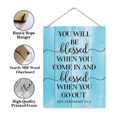 Religious Decor Sign, You will Be Blessed When You Come In Sign, Rustic Woode…
