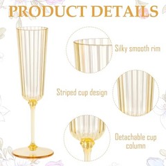 Pack Plastic Champagne Glasses Unbreakable Ribbed Champagne Flutes 12 Gold
