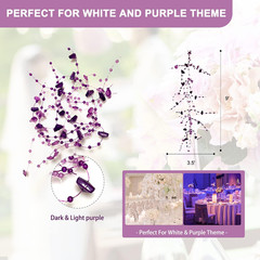 12Pcs Purple Crystal String for Floating Candles Centerpieces Table Decorations,