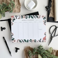 Weekly Planner Notepad – 9×7” inches, 52 tear off sheets – Undated Desk Pl