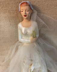 Vintage Chalk Ware? Bride Wedding Cake Topper UNIQUE Approx 11 inches tall