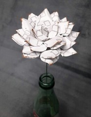 Handmade Paper Flower on stem (Gray Pattern No.1) for Wedding, St. Valentine’s