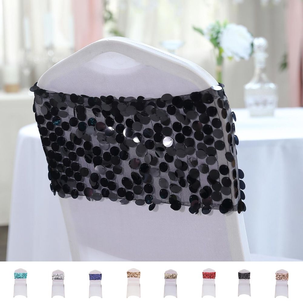 100 pcs 10″ wide Large Payette Sequined Chair Sashes Wedding Party Decorations