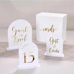 10 DIY White Arch BLANK Wedding Table Signs W/ Stands, 5×7 Acrylic Blank Signs