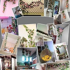 Zhiheng 4 Pack 7.8ft Artificial Rose Vines with Green Leaves Fake 78ft, Pink