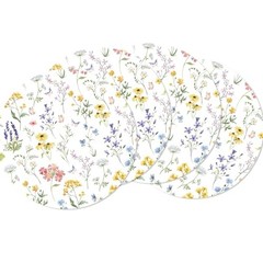 30 Pcs Spring Floral Disposable Placemats, Round Paper Placemats for Table