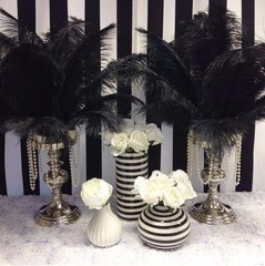 12 pcs 24-26″ long Black Genuine Ostrich FEATHERS Wedding Party Centerpieces