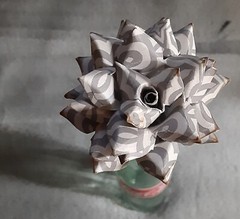 Handmade Paper Flower on stem (Gray Pattern No.3) for Wedding, St. Valentine’s