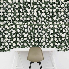 GREEN WHITE 24″ x 18″ Rose Silk Flowers Wall Backdrop Panel Wedding Decorations