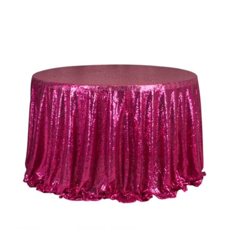 Hot Pink Glitter Sequin Tablecloth Wedding Engagement Reception Party Decoration