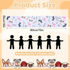 Cobee 72x13in Dog Table Runner, Puppy Birthday Party Decoration Themed Dog