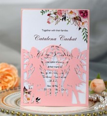25/50/100Pcs Laser Cut Hollow Castle Angel Wedding Invitations Invit Cards
