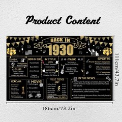 96th Decorative Cloth for Women or Men, Birthday Banner With Holes, Built-in …