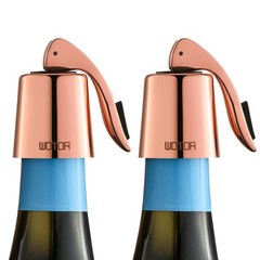 WOTOR Stainless Steel Wine Bottle Stoppers with Silicone – 2 Pack, Rosegold-2