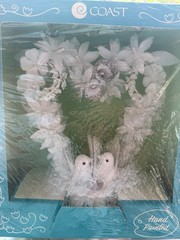 Still In Box Mid century Vintage Coast Wedding Cake Topper Doves Flowers Bells