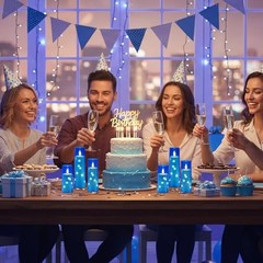 Independence Day Flameless Candle with Remote Timer – 5 Flickering 5pcs-Blue